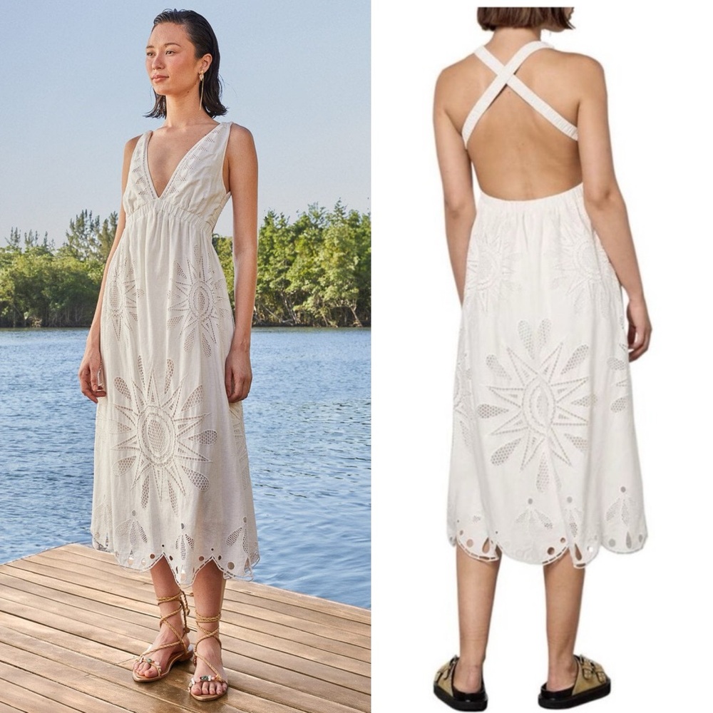 New Farm Rio Womens Richelieu Sleeveless Maxi Dress Medium Off White - NWT $325